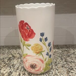 Opalhouse large ceramic stoneware floral vase with hand-painted detail